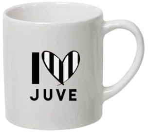 irpot Tazza colazione bianca in ceramica con stampa personaggio a scelta possibilità di personalizzazione Idea regalo festa a tema compleanno battesimo natale bomboniera (I Love Juve)