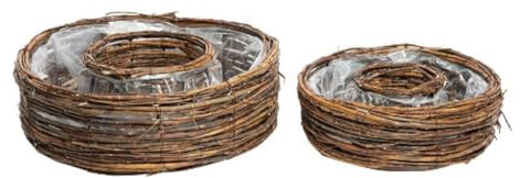 Decpero Pflanzring 2er Set I Weide I Ø30x11cm + Ø40x13cm I braun I mit Folie