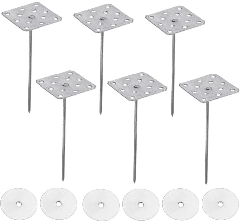 PATIKIL 2 Pollici 80Pz Perni Isolanti Perforati Tassello a Muro Chiodi | per Fissare Pannelli Schiuma Parete o Soffitto, con Rondelle Rotondo, Alluminio, Isolanti