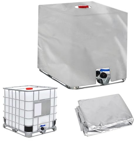 KYSUN Water Container Cover, IBC Water Tank Cover, Waterproof 1000L Water Tank Cover, IBC Container Protective Cover, Outdoor Rainwater Tank Cover, Ton Barrel Protective Cover Sunscreen, Silvery