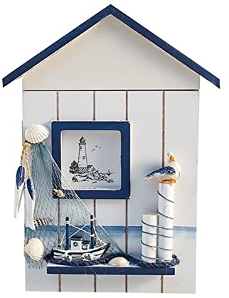 Koawensa Décoration dans l'océan Boîte à clés Armoire murale à suspendre Boîte de rangement pour clés Motif oiseaux de mer