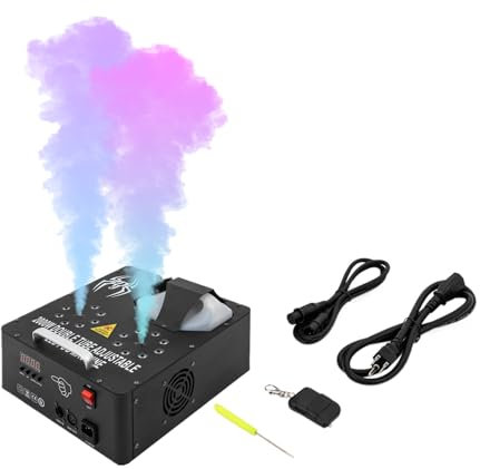 Machine Devices Máquina de Humo de 2000 W, pulverizador Vertical Dual, 16 LED, máquina de Humo RGB, iluminación de Escenario, pulverizador Vertical con Control r