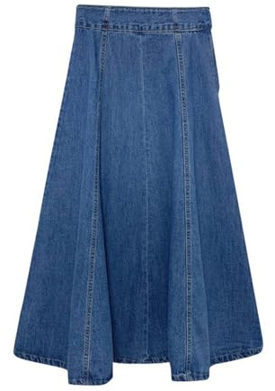 YAAYAGO Mid-lång jeanskjol dam medium hög midja jeanskjol 3XL 4XL 5XL 6XL stor storlek ledig ledig jeans-blå-4xl