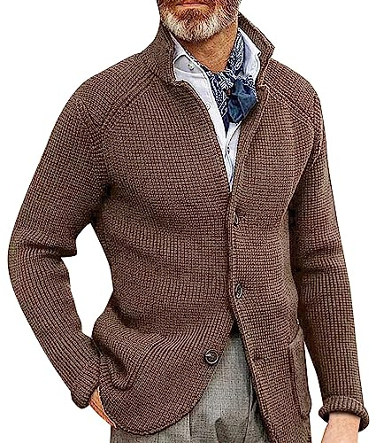 Herren Stricksakko Sportlich Freizeit Blazer Regular Fit Winter Stehkragen Strickjacke Männer Sako für Herren Modern Sakko Herren Anzug Trachtenhut Herren Übergangsjacke Warm