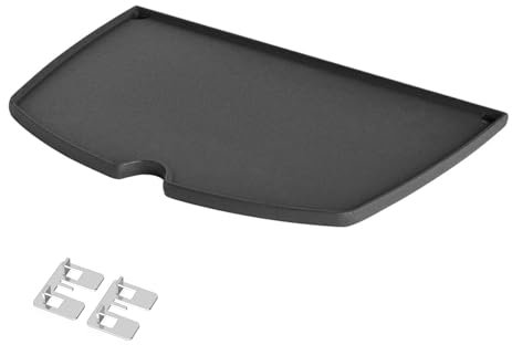 Onlyfire Gusseisen Grillplatte für Weber Q100 Q120 Q140 Q1000 Q1200 Q1400 Series Gasgrill, 32x21,3CM Wende-Grillplatte, Ersatzteile für Weber 6558, 2 in 1 Reversible Griddle Grill, Zubehör Gasgrill