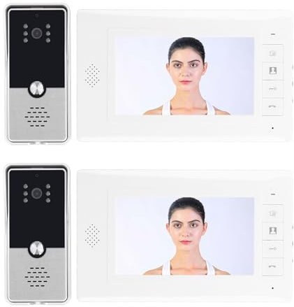 Caméra de Sonnette de Surveillance à 2 Unités, Système D'interphone Vidéo Filaire étanche à 2 Voies avec Vision Nocturne Grand Angle écran TFT de 7 Pouces pour Maison et