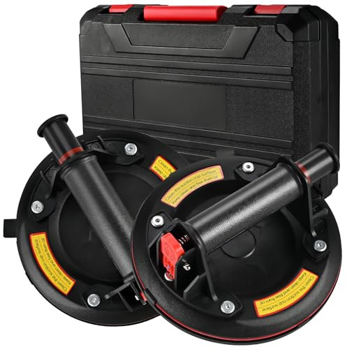 Philtool Saugheber, 2er-Set 8 Glassauger Saugheber Fliesen Glasheber Saugheber Glas mit Tragbarer Werkzeugkasten, Fliesen Saugheber für Glas, Fliesen,Marmor Tragkraft Max 150KG