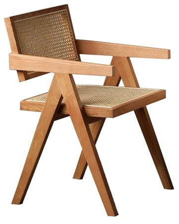 Rattan-Sessel, bequemer Outdoor-Stuhl mit Armlehnen für Schlafzimmer, Wohnzimmer, Arbeitszimmer, Küche, Restaurant (Kirsche)