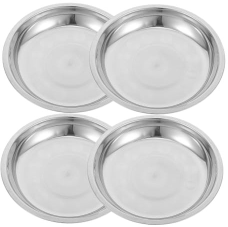SUPVOX 4piezas Cuencos Inoxidable Profundos para para Comida y Agua Base Antideslizante para Soportes