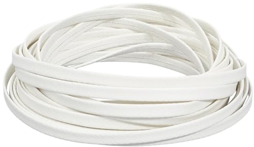 GORGECRAFT 5mx5mmx1mm Bianco Foldover Leather String Cordoncino Piatto In Pelle con Grana di Litchi Strisce In Pelle di Agnello A Doppia Faccia Cinturino In Pelle Rifiniture In Pelle per Creazione