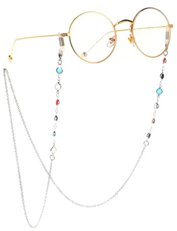 DEARMAMY Brillenkettenhalter Aus Buntem Glas Handgefertigt Brillenkette Brillenhalterband Brillensicherheitsband Zum Befestigen Am Hals Oder Arm Für Lesebrillen Sehhilfen Und Sonnenbrillen