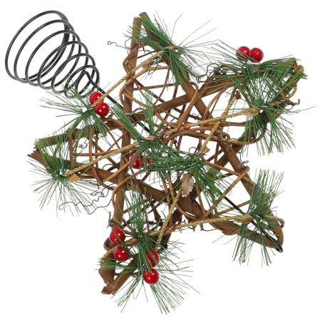 Alipis Holz Weihnachtsbaumspitze Stern Weihnachtsbaumschmuck Christbaumspitze Weihnachtsbaumstern Weihnachtsdeko