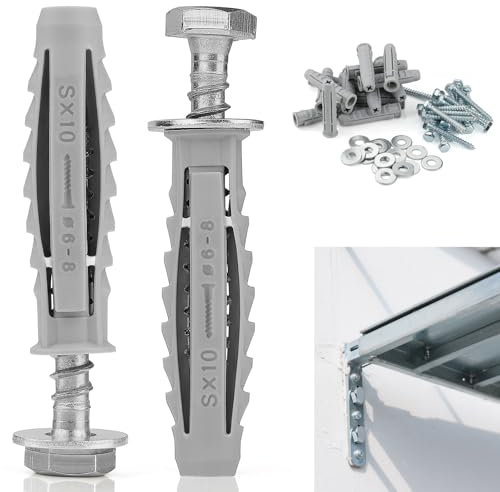 16 Pcs Heavy Duty Wall Fixings Plugs Anchor Masonry Screws Plugs for Brick Bolts Wall Plugs for tv Bracket (M6x50mm/M10x50mm) Assortment Hex Self Tapping Screws with Expansion Plugs and Washers