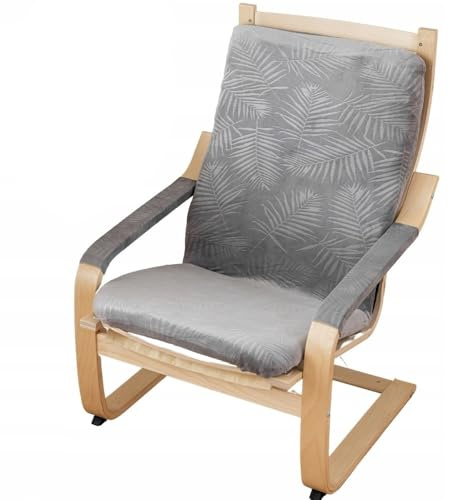 Schwingsessel Bezug Grau mit Palmenblättern - Schwingstuhl Husse - Überzug für Relaxsessel - Abdeckung für Ruhesessel - Schutzhülle für Relaxstuhl – Oeko-Tex 100 – Elastisch Schmutzabweisend