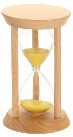 PATIKIL 20 Minutes Sand Timer, 1 Pcs Wooden Sand Watch High Glass Sandglass Timer for Living Room Home Office Restaurant Decoration, Yellow