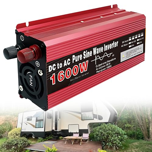 CIELOBLOEN Convertisseur Pur Sinus 1000W 1600W 2200W 3000W Onduleur 12V/24V vers 220V-240V AC Transformateur de Tension pour Voiture, Camping et Énergie Solaire,24v-1600W