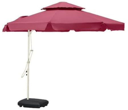 Großer 2,5 m Outdoor-Terrassenschirm mit Sockel, Doppeldach, Strand- und Gartenschirm, quadratischer Sonnenschutz für Hinterhof, langlebiger und stilvoller Sonnenschutz