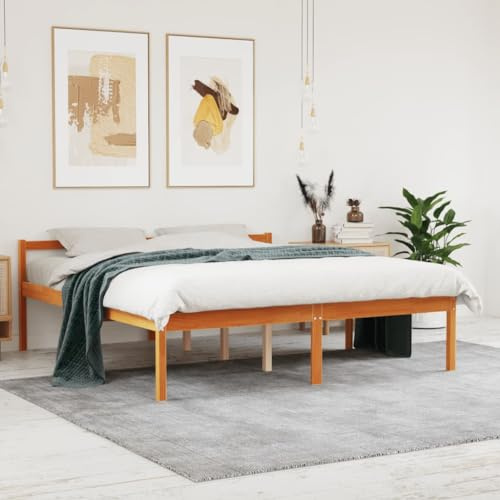 Qnhdfrt Solid Pine Wood Senior Bed Frame, 160x200 cm with Storage