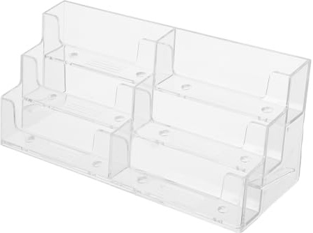 Ipetboom Tarjetero Transparente de Plástico para Escritorio con 6 Ranuras Dobles Expositor Horizontal Multifuncional para Tarjetas de Visita Dispensador Profesional para Oficina y