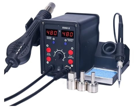 Soldering Station, 8586D Soldering Station 2 in 1 Hot Air Gun Solder with Digital,10-Minute Sleep Mode for SMD Rework(Package 1)