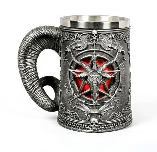 Jarra Cerveza Vikinga, Jarra Cerveza de Madera 600ml, SGZIOO Rune Vintage Caneca Cerveja Con Forro de Acero Inoxidable, Taza de Bebida Medieval para Café/Bebida/Jugo