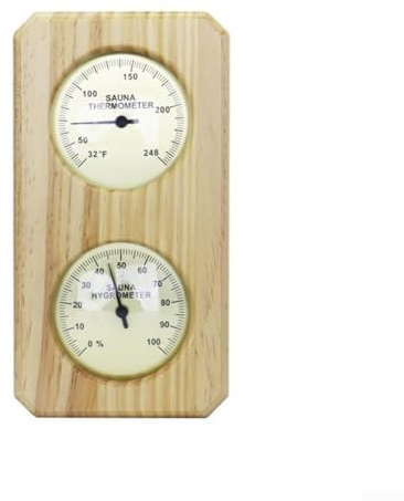 Springwillfly Legno e metallo per sauna termoigrometro con letture Fahrenheit per riferimento climatico costante in aree private e pubbliche di benessere (verticale)