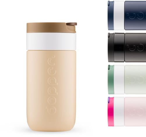 Dopper Travel Mug Thermobecher 300 ml Earthy Brown - Auslaufsicherer Isolierbecher für kohlensäurehaltige Getränke, 6h warm / 20h kalt, 90% recycelter Edelstahl