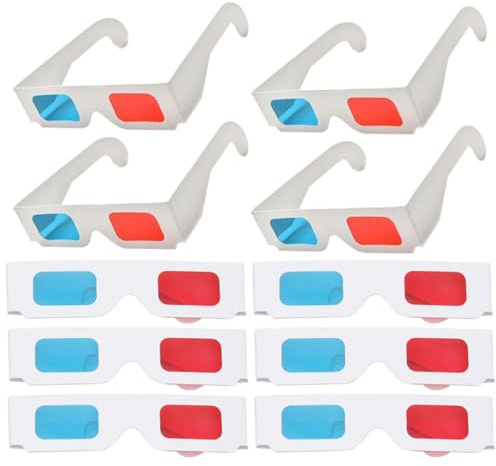KICHOUSE 10 Gafas 3D de Papel para Ver Películas y Videos, Ligeras y Fáciles de Usar, Estilo Moderno y Colores Variados