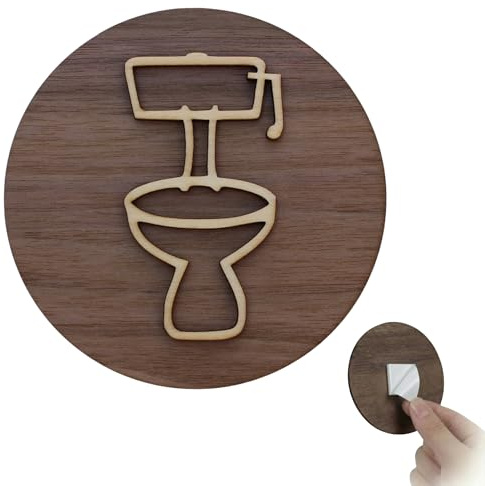 SOULVLAC Cartello Toilette in Legno, Targhette Bagno Uomo Donna, Adesivi Bagno Decorativi Artigianali (WC)