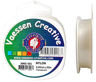 Vaessen Creative Filo di Nylon Trasparente, Bobina da 0,4 mm x 50 m, Antistrappo, Perlato, Lenza da Pesca per Fai da Te, Cucito, Perline e Appendere Oggetti