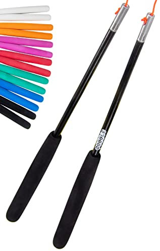 Juggle Dream SuperGlass Diabolo Handstäbe aus Fiberglasrohr und Diaboloschnur - mit Eva-Schaumgriff - in Profi-Qualität Jongliergeräte (Schwarz)