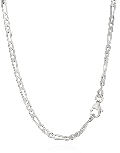 NKlaus 925 sterlingsilver kedja Figaro massiv pansarkedja 2,50 mm bred, Sterlingsilver, Ingen ädelsten