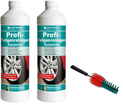HOTREGA - 2x Profi-Felgenreiniger 1 Liter Konzentrat SET + Vikan Felgenbürste