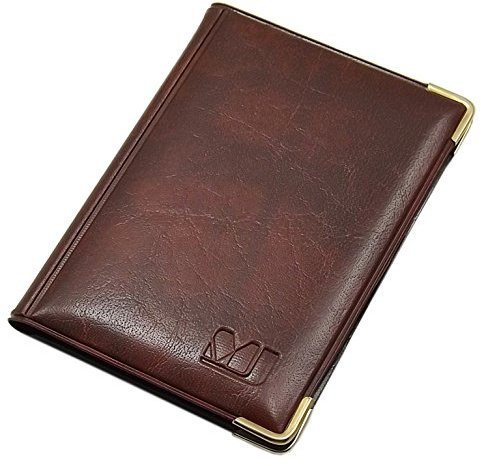 Exclusives Kredit- und Visitenkartenetui mit Schutzecken aus Metall 12 Fächer MJ-Design-Germany Made in EU Designs (Design 1 / Braun)