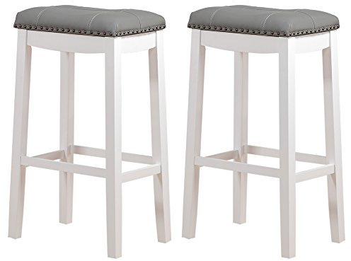 Angel Line Cambridge Sattelhocker, gepolstert, Weiß mit grauem Kissen, 73,7 cm hoch, 2 Stück