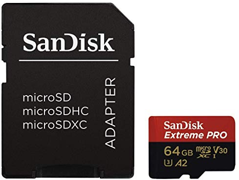 Carte Mémoire microSDXC SanDisk Extreme PRO 64 Go + Adaptateur SD jusqu'à 95 Mo/s, Classe 10, U3, V30