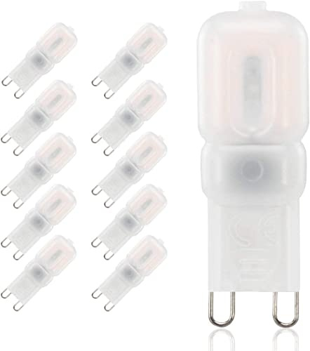Velouer G9 LED Bulb Dimmable 3W, 25W Halogen Equivalent, 3000K Soft Warm White, 120V No-Flicker, Chandelier Lighting 270LM (10 Pack)
