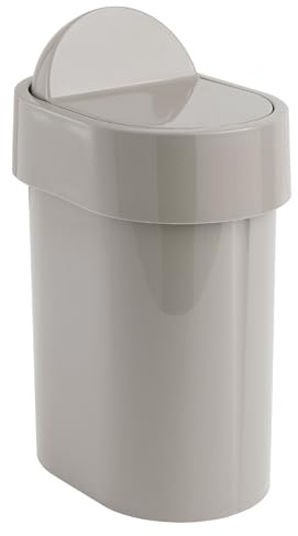 Gedy JUNIOR Papelera basura baño, 4,8L, con tapa, Resinas termoplásticas, Beige, 21 x 15 x 33 cm