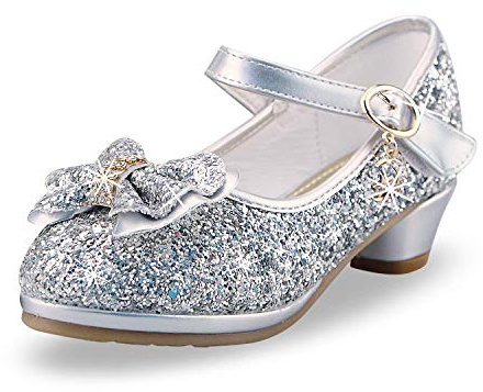 Zapatos Princesa Lentejuelas Niña Zapatosde Tacon Niñas Sandalias de Fiesta Nina 29 EU/Tamaño de la Etiqueta 30 Plata