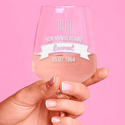 CADEAUX.COM - Verre à Vin Personnalisable avec un message - Bougies d'Anniversaire - Verre à Ballon 35 cl - Idée Cadeau Personnalisé Anniversaire