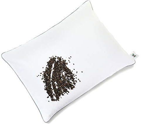 NATURECA Almohada de Trigo sarraceno con cáscaras orgánicas de Trigo sarraceno con Funda de algodón, Almohada ortopédica para el Cuello Adecuada para Adultos y niños, Almohada Natural 30 x 40cm