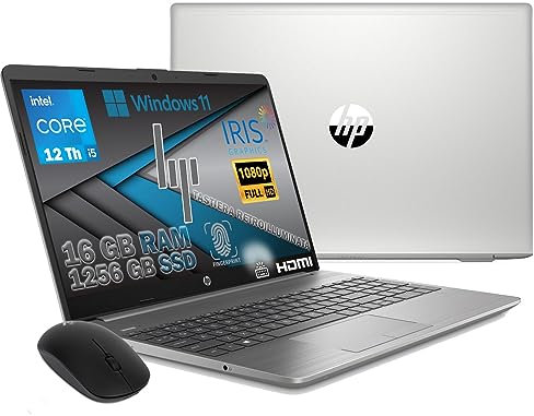 HP 250 G9, Pc Computer PORTATILE LAPTOP NOTEBOOK, SILVER, i5-1235U, Ram 16 GB DDR4, SSD M2 1256 GB, Display 15.6 FHD, Win 11 Pro, TASTIERA RETROILLUMINATA, FINGERPRINT, MOUSE WIFI OMAGGIO