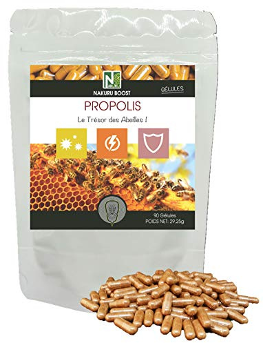 NAKURU | Propolis | Gamme Boost | Fabriqué en France | Le Trésor des Abeilles ! | (90 Gélules de 325mg / Poids Net: 29,25g)