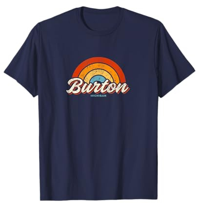 Burton Michigan MI Vintage Rainbow Retro 70er Jahre T-Shirt