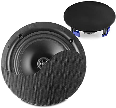 Power Dynamics PD NCBT8B Wireless Bluetooth Ceiling Speaker System, 8 Pair, 80W RMS, Active/Passive, Easy Install, Bluetooth 5.0, Coaxial 2-Way, Magnetic Black Grilles, Line In, Home Audio