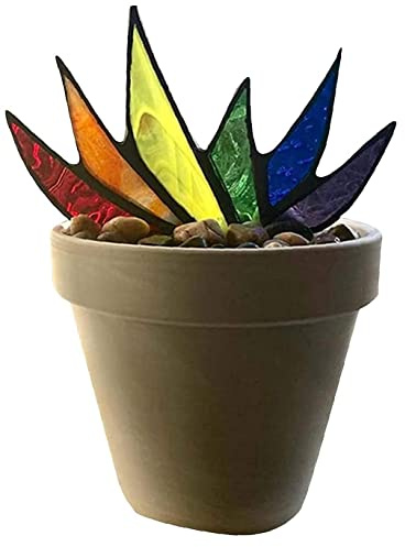 DIESZJ Giardino Artificiale Agave Stained Glass Aloe Pianta in Vaso Suncatcher Yard Decorazione del Giardino