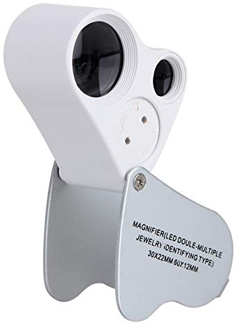Tiiyee Lente Ingrandimento per Gioiellieri, Portatile Illuminata Glass Piccola Pieghevole Magnifier Tascabile Lenti Ispezione Diamanti Monete Francobolli Riconoscimento Valuta Identificazione