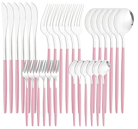 Jorzer Ensemble d'argenterie en Acier Inoxydable à Couverts de Table à Couverts à Couverts de Couverts pour la Cuisine 30pcs Noir