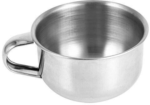 Joyzan Mens Shaving Bowl, Stainless Steel Shave Mug Foam Soap Bowls Cream Cup 8.7cm Diameter Large Deep Shaver Razor Cleaning Dish Set Brush Container with Handle Beard Shinning Finish Home Silver