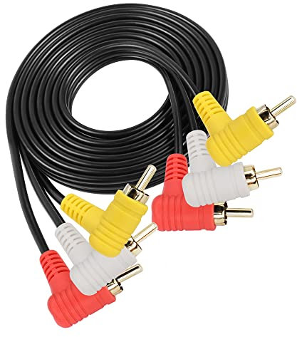 GINTOOYUN Audio Video 3 RCA Cavo Gold Placcato angolo destro 90 gradi 3 RCA Maschio a destra 90 gradi 3 Cavo di estensione maschio RCA per TV, scatola TV, amplificatore, mixer audio, ecc.